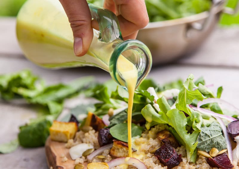 Arugula Harvest Salad with Turmeric Dressing