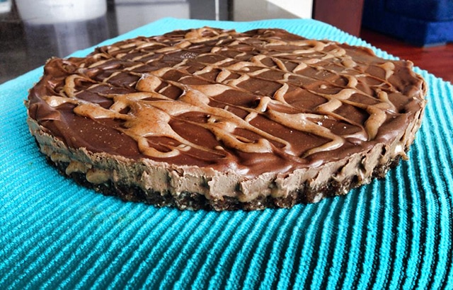 Raw Maple Caramel Filled Chocolate Pie