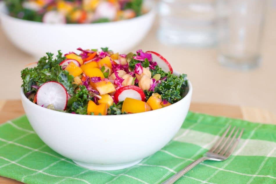 Rainbow Kale Salad with Miso Tahini