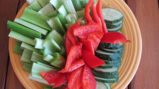 Celery Red Pepper and Cucumber for Guacamole