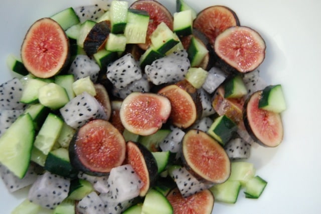 Cooling Cucumber Fig and Dragonfruit Salad 