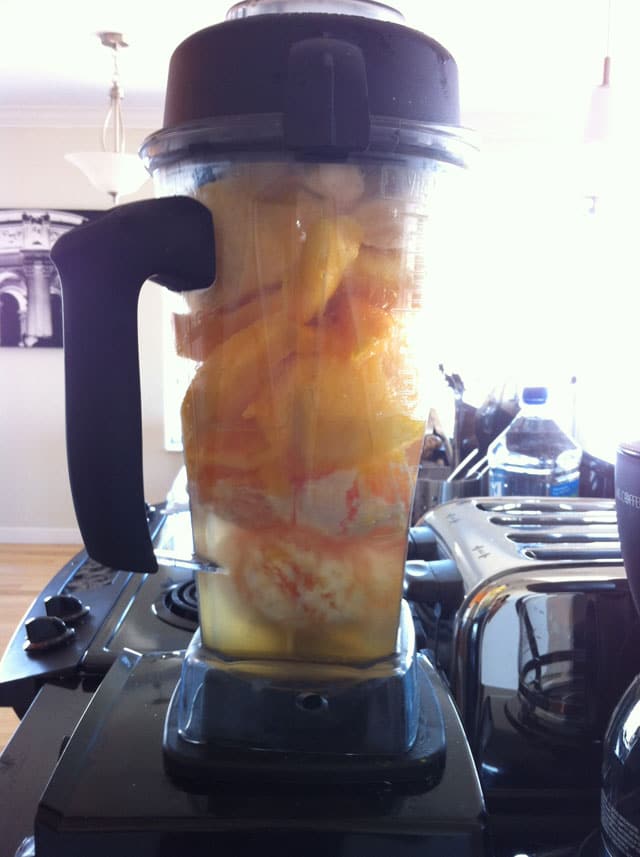 Mango Orange Banana Coconut Water in Vitamix Blender