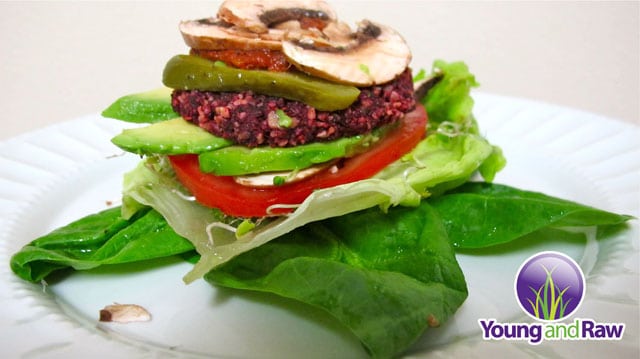 Raw Vegan Sunflower Veggie Burger